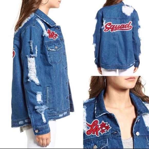 Tinsel Squad distressed patch denim jacket - Picture 2 of 9